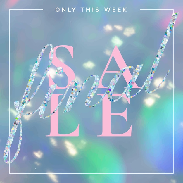 Holographic sale editable template vector