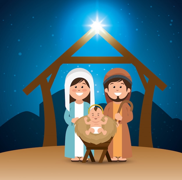 holy family merry christmas manger