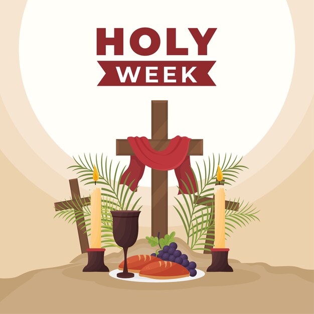 Holy week celebration flat style