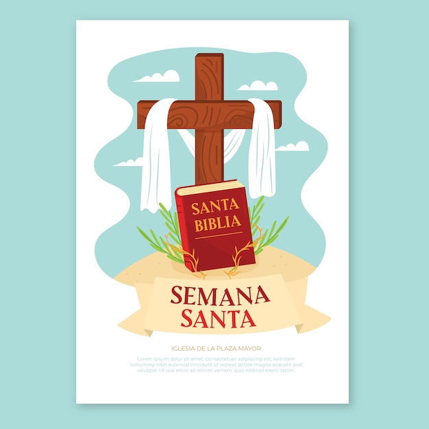 Holy week poster template with cross