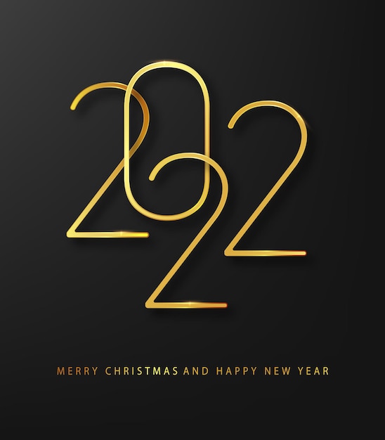 Holyday banner with golden 2021 New Year logo. Holiday greeting card. Holiday design for greeting card, invitation, calendar, etc.