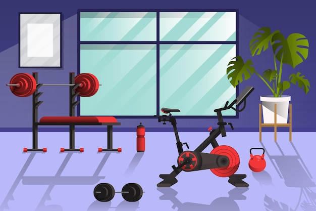 Free Vector home gym with different workout elements