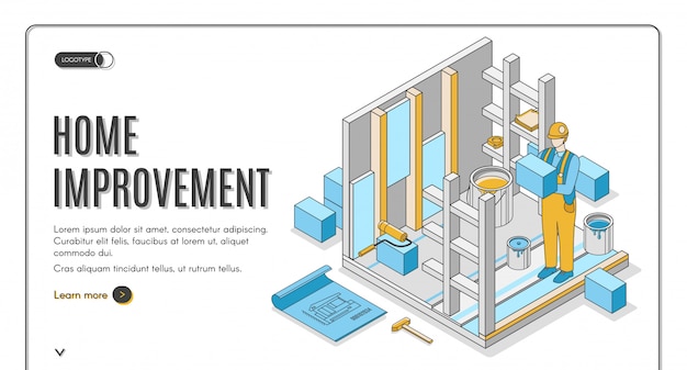 Free Vector home improvement isometric banner