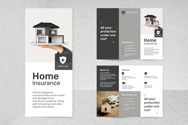 Home insurance template vector with editable text set