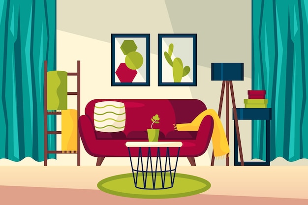 Free Vector home interior background for video conferencing