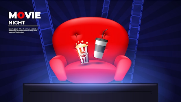 Home movie background with popcorn