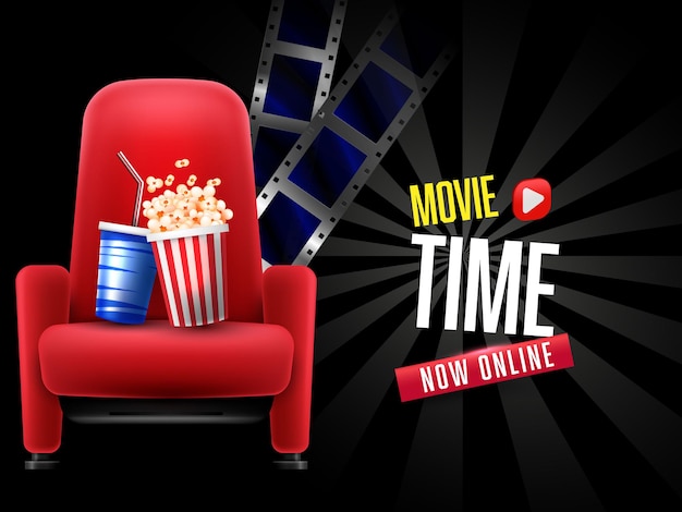 Home movie banner with popcorn