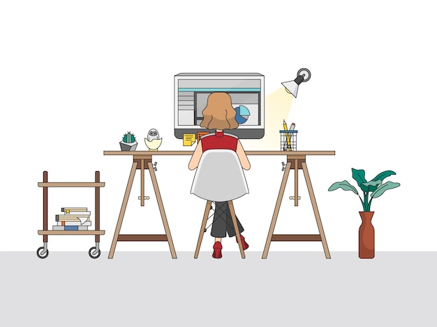 Free Vector home office workspace illustration