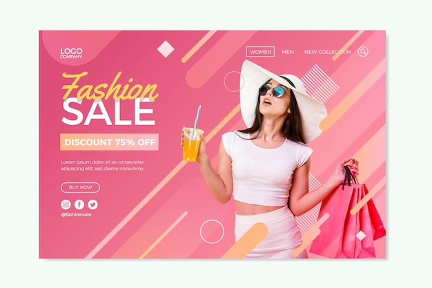 Free Vector home page with fashion sale theme