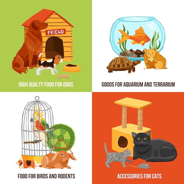 Free Vector home pets illustration