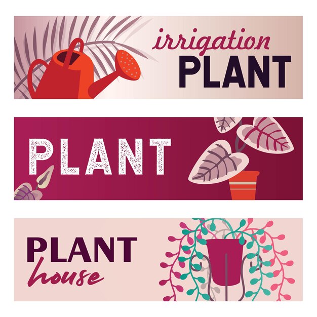 Home plants banners set