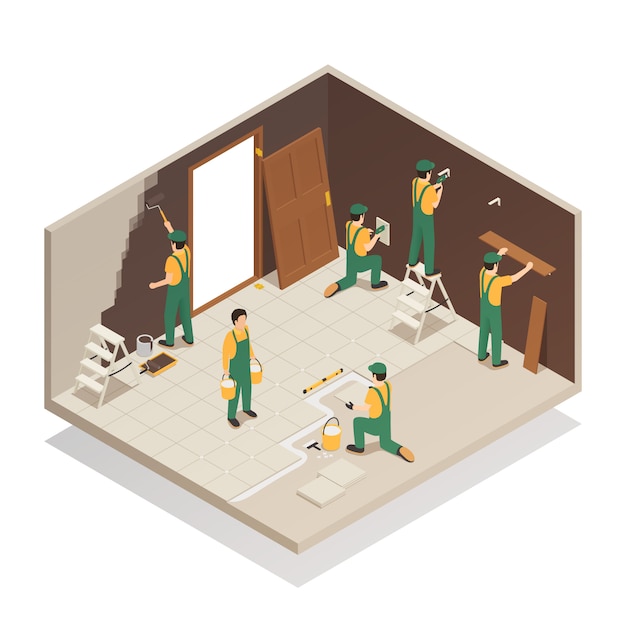 Free Vector home renovation isometric composition