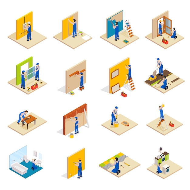 Free Vector home repair isometric set