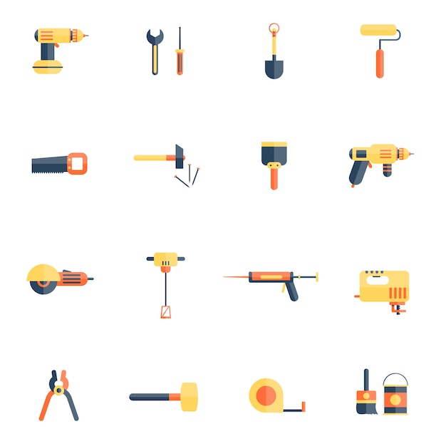 Free vector home repair tools icon flat