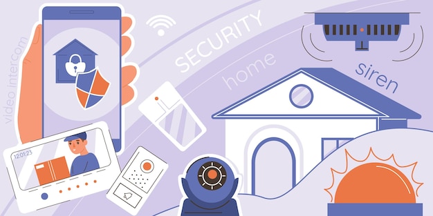 Free Vector home security collage with video camera symbols flat  vector illustration