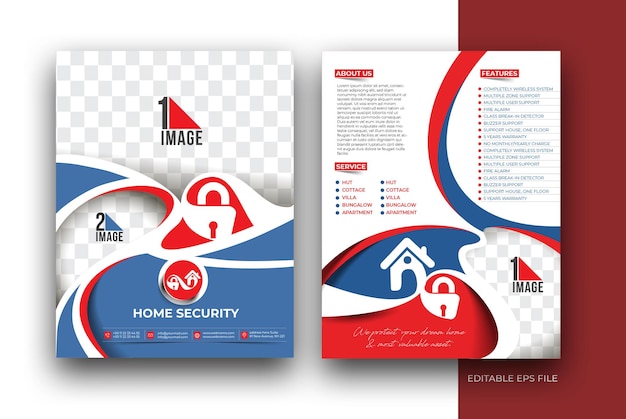 Free Vector home security front back flyer poster template design