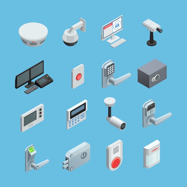 Free Vector home security system elements set