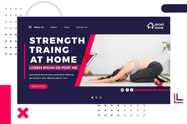 Home sport landing page template with photo