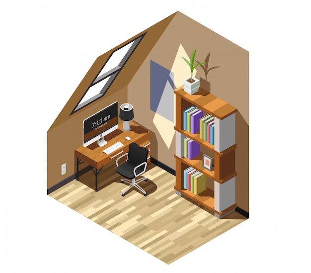 Free Vector home workplace isometric scene