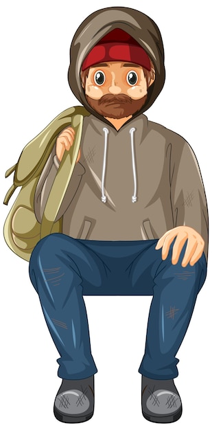 Free Vector homeless man cartoon character