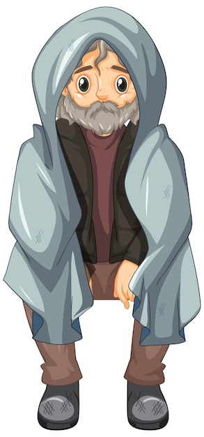 Free Vector homeless old man cartoon character