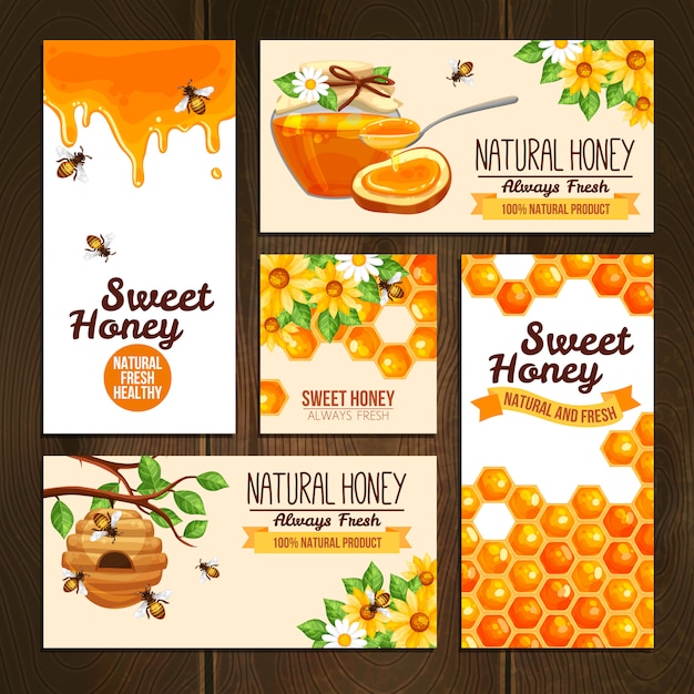 Free vector honey advertising banners