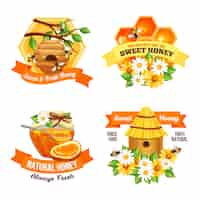 Free vector honey advertising labels