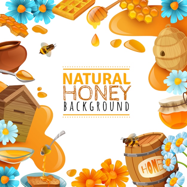 Free Vector honey cartoon frame background