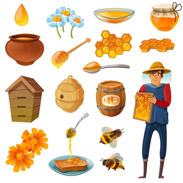 Free Vector honey cartoon set