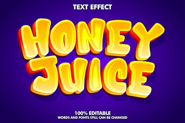 Honey juice sticker text effects for drink branding