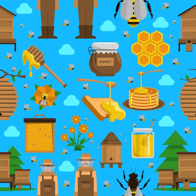 Free Vector honey seamless pattern 