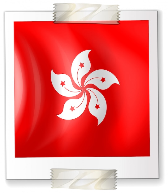 HongKong flag on square paper