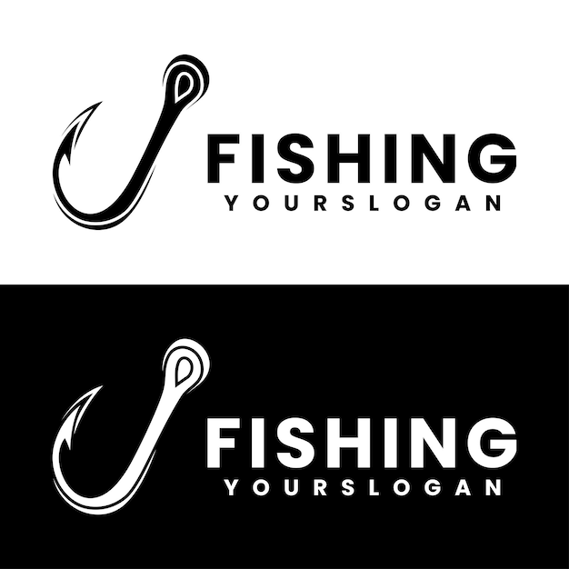 Free Vector hook fishing logo design template