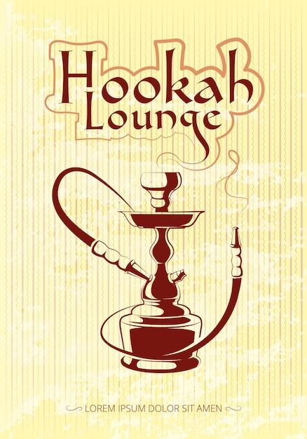 Hookah bar vector poster. Tobacco and relax, turkish or arabic illustration