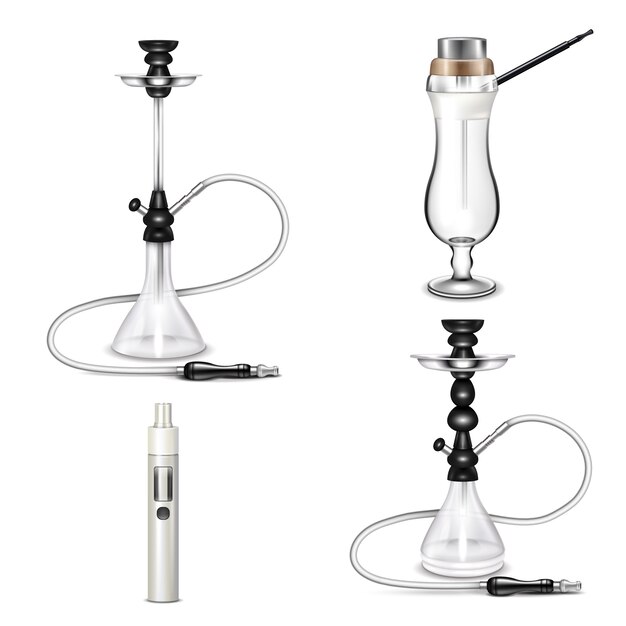 Hookah Realistic Icon Set