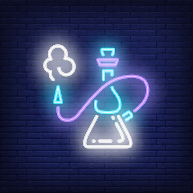 Hookah with smoke neon style icon