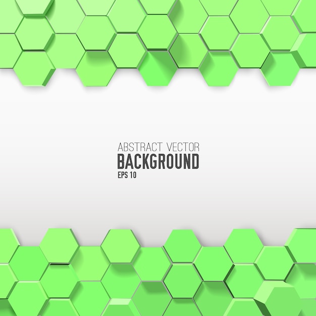 Horizontal abstract compositions with green hexagons