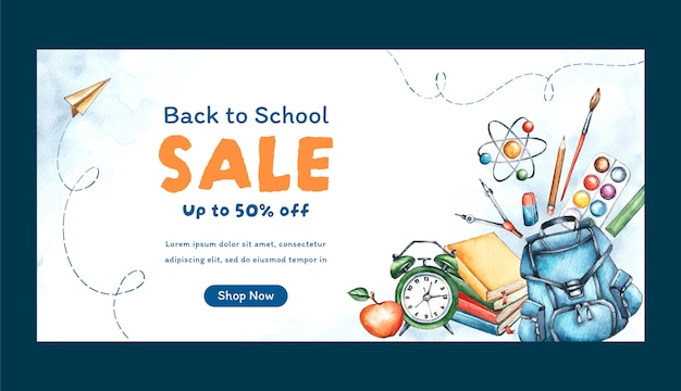 Free vector horizontal banner template for back to school season