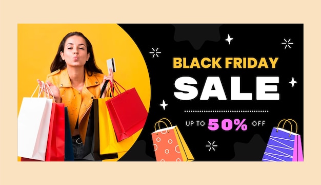 Free vector horizontal banner template for black friday sales