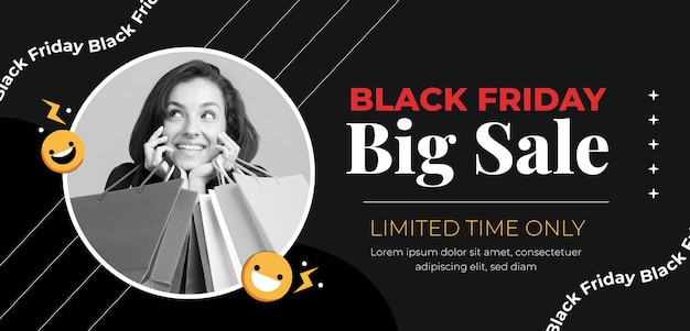 Free Vector horizontal banner template for black friday sales