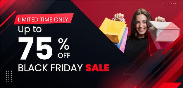 Free vector horizontal banner template for black friday sales