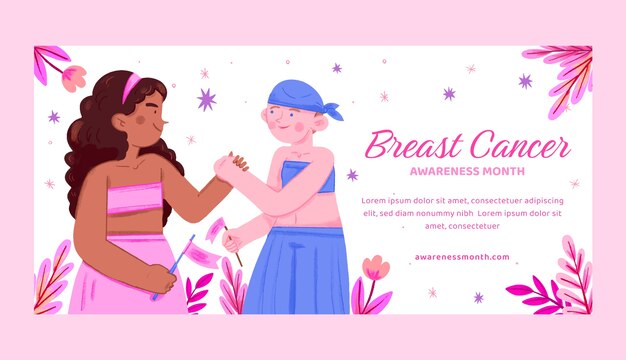 Horizontal banner template for breast cancer awareness month