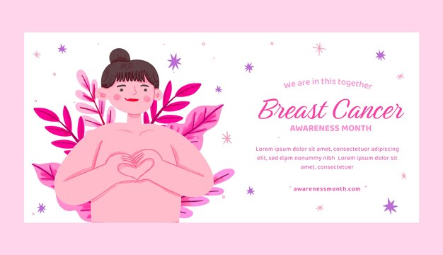 Horizontal banner template for breast cancer awareness month