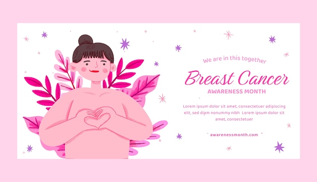 Horizontal banner template for breast cancer awareness month