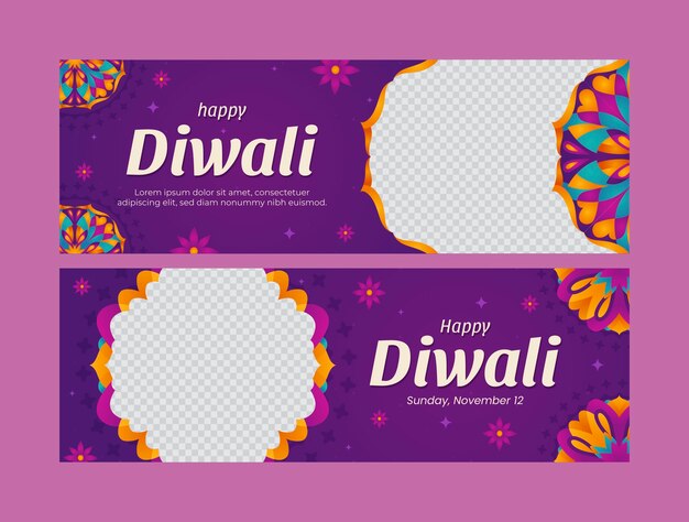 Horizontal banner template for diwali festival celebration