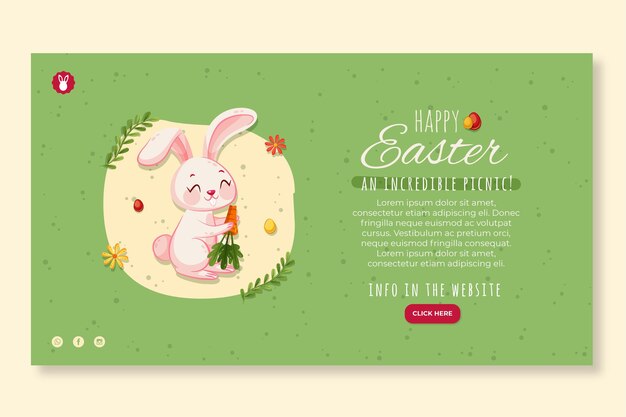 Horizontal banner template for easter with bunny and carrot