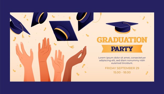 Free vector horizontal banner template for graduation celebration