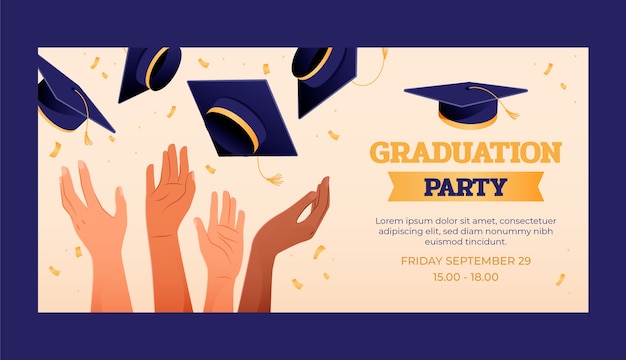 Free Vector horizontal banner template for graduation celebration