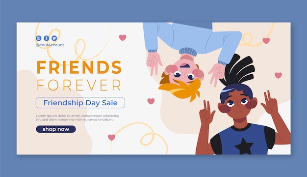 Horizontal banner template for international friendship day celebration