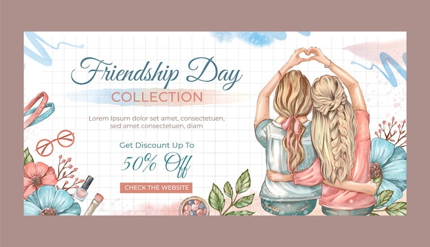 Horizontal banner template for international friendship day celebration